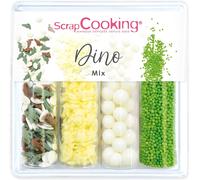 Eryi-- Décors Sucrés « Dino Mix » 61g - Assortiment 4 Variétés : Dinosaures ?Ufs, Étoiles, Perles, Billes - Décorations Pâtisserie, Gâteaux, Cupcakes, Anniversaire - Animaux, Jungle - 7527