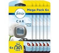 Eryi-Désodorisant Voiture Pureté De Coton, Mega Pack De 6, Élimine Les Odeurs Persistantes Avec Technologie Odourclear, Fraîcheur Du Pur Coton Blanc, Durée Jusqu'à 30 Jours Par Diffuseur