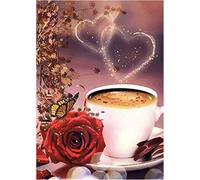 Eryi-Diamond Painting Café Rose 30x40 Cm Painting Diamant Pause Café Peinture Diamant Pause Café Broderie Diamant Cafe Broderie D[1784]