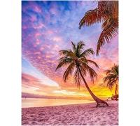 Eryi-Diamond Painting Peinture Diamant Plage Et Mer Rose 40 X 50 Cm Peinture Diamant Plage Palmiers Plage Eau Mer Sable Coucher D[5288]