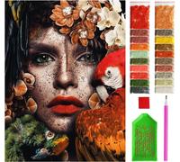 Eryi-Diamond Painting - Portrait Exotique D'une Femme Avec Un Perroquet - 30x40 Cm \U2013 5d Peinture Diamant Painting, Tableau D[2508]