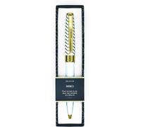 Eryi-Draeger Paris Stylo Bille Couleur Crème Et Or Rétractable ""Merci"" Texte Personnalisé Mine Noire Stylo Cadeau Fin D'année, Collègue, Maîtresse, Manager Boite Cadeau