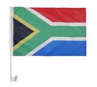 Eryi-- Drapeau Afrique Du Sud Pour Décoration Voiture Avec Attaches En Pvc Et Système D'accroche - Car Flag Sud Africain - 100% Polyester - 50g - 45x30 Cm