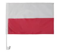 Eryi-- Drapeau Pologne Pour Décoration Voiture Avec Attaches En Pvc Et Système D'accroche - Car Flag Polonais - 100% Polyester - 50g - 45x30 Cm