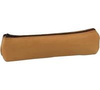 Eryi-Elba Fourre-Tout Trapeze 19x5cm A Fermeture Eclair Cuir Naturel Beige
