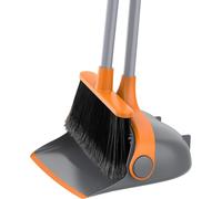 ERYI-Ensemble Balai Et Pelle À Poussière, Pelle Et Balayette Avec Long Manche Réglable, Balai Sans Se Baisser Pour Intérieur Extérieur, Gris Et Orange