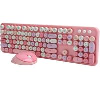 ERYI-Ensemble Clavier Et Souris, Clavier D'Ordinateur, Clavier Sans Fil, Plug And Play Pour Pc Pour Ordinateur (Thème Rose)