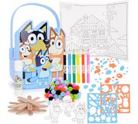 Eryi-® Ensemble D'activités Bluey Craft Bucket De 28 Pièces - 25 Accessoires D'artisanat, 1 Bâton De Colle, 1 Scène De Coloriage Pliable Et 1 Seau - Jouets D'art Et D'artisanat