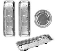 ERYI-Ensemble De 3 Pièces Outils Mecanique Automobile, 20.2 * 6.5 * 2.8 Cm Rectangle Boite Aimantée, 4"" Rond Plateau Magnétique, Acier Inoxydable Boîtes À Outils Magnétiques, Tablette Magnétique (1)