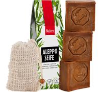Eryi-® Ensemble De 3 Savons D'alep Originaux 60% Huile D'olive / 40% Huile De Laurier, Chacun D'environ 200 Gr (Environ 600 Gr Au Total) + Sac À Savon En Sisal Savon Naturel