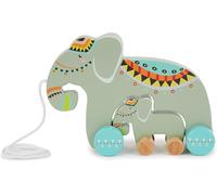 ERYI-Ensemble D'Éléphant En Bois - Jouet À Tirer À Partir De 1 An - Jouet À Tirer En Bois - Jouet Pour Bébé - Éléphant En Bois Avec Bébé Éléphant À Tirer - Jouet En Bois À Tirer - Jouet En Bois À