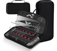 Eryi-Étui De Protection Pour Nintendo Switch 2 Avec 2 Protection D'écran En Verre Trempé, Coque Avec Boîte De Grille Pour Stocker 12 Emplacementspour Cartes De Jeu Console Et Accessoires - Noir