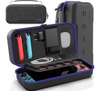 Eryi-Étui Rigide Pour Nintendo Switch & Switch Oled, Étui De Transport Ns Pour Joycon Et Adaptateurs, Hardcase Protection Switch Suitcase Avec 20 Emplacement Pour Carte, Pas Pour Ns2, Bleu