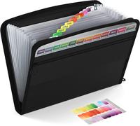 Eryi-Extensible Pochettes Pour Documents, 13 Poches A4 Trieur Document Avec Fermeture À Glissière,Organisateur De Documents Porte-Documents De Dossier D'accordéon, Noir