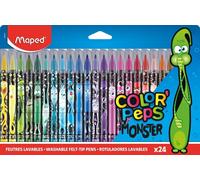 Eryi-- Feutres Color`Peps Monster - 24 Unités - Encre Lavable - Pointes Résistantes Au Séchage - Couleurs Vives Et Intenses