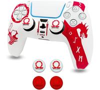 Eryi-God Of War Coque Antidérapante En Silicone Pour Manette De Ps5 Sans Fil Avec Poignée De Pouce Blanc Et Rouge
