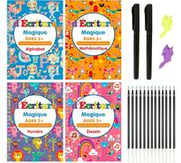 Eryi-Grand Cahier Ecriture Magique Francais, 4 Livre Calligraphie Enfant Reutilisable Avec 2 Stylos 13 Recharges 2 Grip, Cahier De Vacances Maternelle Cp Vers Ce1, Apprendre À Écrire Lire Dessin