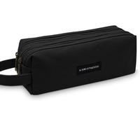 Eryi-- Grande Trousse Scolaire En Tissu Oxford Avec Double Fermeture Éclair - Étui À Crayons Imperméable Avec Poignée, Boîte À Stylos Et Organisateur De Bureau Pour École (Noir)