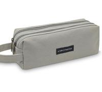 Eryi-- Grande Trousse Scolaire En Tissu Oxford Avec Double Fermeture Éclair - Étui À Crayons Imperméable Avec Poignée, Boîte À Stylos Et Organisateur De Bureau Pour École (Gris Clair)