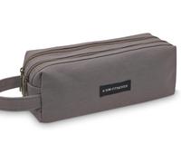 Eryi-- Grande Trousse Scolaire En Tissu Oxford Avec Double Fermeture Éclair - Étui À Crayons Imperméable Avec Poignée, Boîte À Stylos Et Organisateur De Bureau Pour École (Gris Foncé)