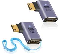 ERYI-Hdmi To Mini Hdmi 8K Adapter(2 Pack),Left Angle Mini Hdmi Male To Hdmi Female Extension Adapter Support 8K@60Hz,48Gbps Pour Raspberry Pi Zero, Projecteur, Ordinateur Portable Et Tablette