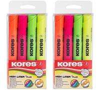 Eryi-- High Liner Plus : Surligneurs Fluorescents, Pointe Biseautée Et Encre À Base D'eau, Fournitures Scolaires Et De Bureau, Paquet De 4 Couleurs Assorties (Lot De 2)