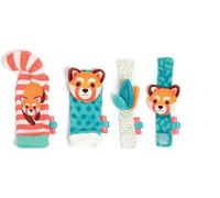 Eryi-- Hochets Pieds Et Mains - Jouets D'éveil Bébé - Dès La Naissance - Développe La Motricité Fine & La Dextérité - 2 Chaussettes + 2 Bracelets Réglables Avec Tête D'animaux Colorés