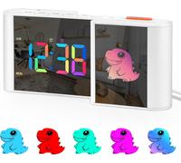 ERYI-Horloge Numérique Avec Veilleuse Rvb, Dessin Animé, Grand Écran Avec Port De Charge Usb, Double Réveil Pour Chambre À Coucher, Gradation Automatique, 5 Niveaux De Volume, Horloge De Jour Pour