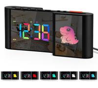 ERYI-Horloge Numérique Avec Veilleuse Rvb, Dessin Animé, Grand Écran Avec Port De Charge Usb, Double Réveil Pour Chambre À Coucher, Gradation Automatique, 5 Niveaux De Volume, Horloge De Jour Pour