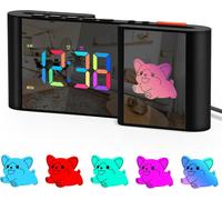 ERYI-Horloge Numérique Avec Veilleuse Rvb, Dessin Animé, Grand Écran Avec Port De Charge Usb, Double Réveil Pour Chambre À Coucher, Gradation Automatique, 5 Niveaux De Volume, Horloge De Jour Pour