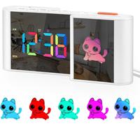 ERYI-Horloge Numérique, Réveil Avec Veilleuse Rvb, Dessin Animé, Grand Écran Avec Port De Charge Usb, Double Réveil Pour Chambre À Coucher, Gradation Automatique, 5 Niveaux De Volume, Horloge De
