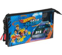 Eryi-Hot Wheels Let's Race - Trousse Triple, Trousse Pour Enfant, Idéale Pour Les Enfants D'âge Scolaire, Confortable Et Polyvalente, Qualité Et Résistance, 22 X 3 X 12 Cm, Bleu/Noir, M,