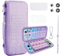 Eryi-Housse De Transport Pour Nintendo Switch Oled, Nouveau Crocodile Texture Pochette De Étui Avec Poignée Pour Accessoires & Switch Console, Coque De Protection Portable Rigide Pour Filles (Violet)