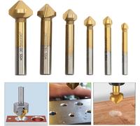 ERYI-Hss Coniques Fraisés Foret À Chanfreiner 6 Pcs 90 ° Revêtements En À Noyer Titane Ø 6,3-20,5 Mm Outil De Vis Convient Pour Diy Bois Métal Pvc