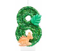 Eryi-I-Qiqi Bougie D'anniversaire En Forme De Chiffre 8 À Paillettes Pour Décoration De Gâteau D'anniversaire Thème Animal Vert