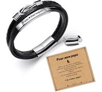 Eryi-Idée Cadeaux Homme,Bracelet Homme,Cadeaux D'anniversaire,Cadeaux Pour Papa/Fils/Homme/Petit Ami/Mari,Noël,Saint-Valentin,Cadeaux De Noël Pour Homme,Bracelet En Cuir En Acier Inoxydable