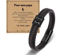 Eryi-Idée Cadeaux Homme,Bracelet Homme,Cadeaux D'anniversaire,Cadeaux Pour Papa/Fils/Homme/Petit Ami/Mari,Noël,Saint-Valentin,Cadeaux De Noël Pour Homme,Bracelet En Cuir En Acier Inoxydable