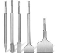 ERYI-Jeu De 5 Burins Pour Sds Plus - Burin Large, Burin Plat, Burin Pointu Et Burin En Forme De U Pour La Maçonnerie De Carreaux, La Maçonnerie, Le Granit, Le Béton