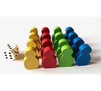 Eryi-Jeu De Figurines En Bois Pour Ludo.Grandes Figurines À Coller 21 X 34 X 8 Mm, 4 X 4 Figurines + 1 Grand Dé