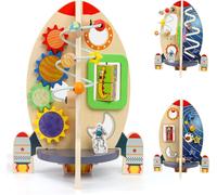 ERYI-Jeux Montessori 1 An Fusée En Bois, Busy Board Jouet De Motricité Pour Garçons Et Filles Comme Cadeau D'Anniversaire Noël Nouvel An 1 2 3 Ans, Jouet D'Apprentissage Pour Enfants Jouet