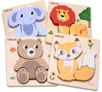 ERYI-Jeux Puzzles Bois Bébé 1 2 3 4 Ans, Casse-Têtes Animaux 3D Avec Cadre Et Sac De Rangement, Jouet Éducatif Éveil Montessori, Cadeau Anniversaire Pâques Halloween Noël Pour Enfants Garçons Filles