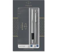 Eryi-Jotter Duo Coffret-Cadeau Avec Stylo Bille Et Stylo Plume Acier Inoxydable Avec Attributs Chromés Recharge Et Cartouches D`Encre Bleue Coffret-Cadeau