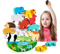 ERYI-Jouet À Empiler En Bois Animaux, Jouet À Empiler Pour Enfants Blocs De Construction, Jeux D'Équilibre En Bois, Jeux Montessori Pour 2 3 4 5 Ans Jouets Éducatifs