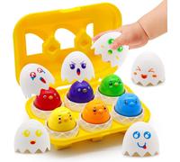 ERYI-Jouet Bebe 1 An 6 Pcs ?ufs Assortis Plastique Poussins Jeu Educatif 1 An Jouet Formes Et Couleurs Montessori Jouet Sensoriels Pour Bébés 18 Mois Journée Des Enfants Cadeau 1 2 3 Ans