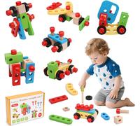 ERYI-Jouet En Bois Outil Pour Enfant 3 Ans, Diy Jeux Montessori Educatifs Parcours Motricité Fine Bébé Stem Jouets Créatif Bricolage Jeu De Construction Cadeau D'Apprentissage Pour Garcon Fille 4 5 6