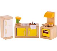 ERYI-Jouet Meubles De Cuisine En Bois - Accessoires Cuisine Pour Maison De Poupée En Bois : Cuisinière, Évier, Réfrigérateur - Jouets À Partir De 3 An - Coffret 7 Pièces - Filles Et Garçons