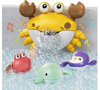 ERYI-Jouets De Bain Avec Musique, Machine À Bulles De Bain De Crabe Pour Bébé Avec 3 Wind-Up Jouets De Natation Pour Tout Petits À Partir 1 2 3 Ans Enfants, Automatique