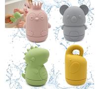 ERYI-Jouets De Bain Pack De 4, Jouet Bain Bébé En Silicone, Jouet Piscine Bebe, Ensemble Éducatif Pour Salle De Bain Pour Enfants Pour Le Plaisir Du Bain (Pingouin, Dinosaure, Ours Et Éléphant)