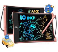 ERYI-Jouets Enfant 2 3 4 5 6 7 Fille Garçon, Lot 2 Tablettes D'Écriture Lcd 10 Pouces Tablette Dessin Enfants Effaçable Avec Cordon, Cadeaux D'Anniversaire Noël Filles Garçons (2*Rose)