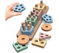 ERYI-Jouets Puzzle En Bois Montessori 1 2 3 Ans, Jouets D'Activité Et De Développement En Bois Montessori Pour Enfants 1 An (B)